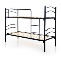 Letto a Castello per Adulti e Bambini con Reti a Doghe Scomponibile in 2 Letti Singoli 80x190 cm, Colore Nero, Altezza totale 150 cm, Alta Resistenza