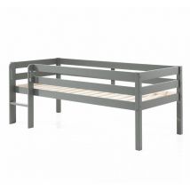 Vipack - Letto a mezza altezza 90x200 con rete a doghe Pino Grey