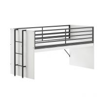 Petits-meubles - Letto a mezza altezza 90x200 con rete a doghe Vipack Sam Bianco