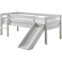 Vipack - Letto a mezza altezza 90x200 con slitta e rete a doghe Pino White