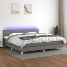 Furniture Limited - Letto a Molle Materasso e led Grigio Scuro