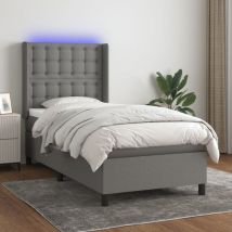 Furniture Limited - Letto a Molle Materasso e LED Grigio Scuro