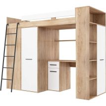 Bim Furniture - armoire de lit mezzanine échelle pour enfants vérana l cm h190x120x236 blanc oak