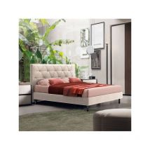 Letto Cody matrimoniale contenitore con testiera trapuntata colore beige