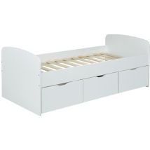 Le Quai Des Affaires - Letto Con 2 Cassetti E 1 Vano Portaoggetti 90 X 190 Cm Bianco - Louane