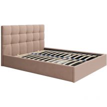 Pascal Morabito - Letto con contenitore 160 x 200 cm Velluto Beige - mirdal di