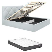 Letto con contenitore 160 x 200 cm Velluto Grigio + Materasso - stari di Pascal Morabito