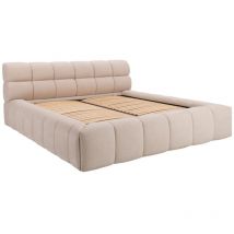 Letto con contenitore 200 x 200 cm Tessuto Beige - forvik di Pascal Morabito