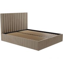 Letto con contenitore con testata letto cuciture verticali 160 x 200 cm Velluto Tortora - LARALI di Pascal Morabito