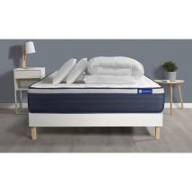 Actisom - Pacchetto letto completo - Materasso 180x200cm + Box spring con doghe (kit) + 2 cuscini + Piumino - Actiflex Max