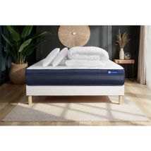 Actisom - Pacchetto letto completo - Materasso 160x200cm + Box spring con doghe (kit) + 2 cuscini + Piumino - Actiflex Tech