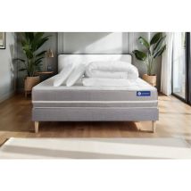 Pacchetto letto completo - Materasso 160x200cm + Box spring con doghe (kit) + 2 cuscini + Piumino - Actiflex Touch