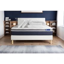Actisom - Pacchetto letto completo - Materasso 160x200cm + Box spring con doghe (in kit) + 2 cuscini + Piumino - Actilatex Confort