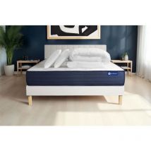 Pacchetto letto completo - Materasso 140x200cm + Box spring con doghe (kit) + 2 cuscini + Piumino - Actilatex Life
