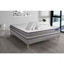 Actisom - Pacchetto letto completo - Materasso 140x200cm + Box spring con doghe (kit) + 2 cuscini + Piumino - Actilatex Pur