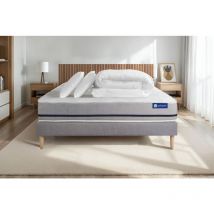 Actisom - Pacchetto letto completo - Materasso 160x200cm + Box spring con doghe (kit) + 2 cuscini + Piumino - Actilatex Soft
