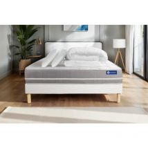 Actisom - Pacchetto letto completo - Materasso 200x200cm + Box spring con doghe (kit) + 2 cuscini + Piumino - Actilatex Touch