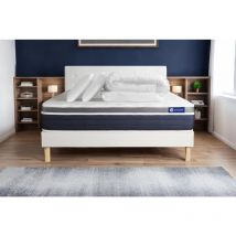 Actisom - Pacchetto letto completo - Materasso 140x190cm + Box spring con doghe (in kit) + 2 cuscini + Piumino - Actimemo Confort