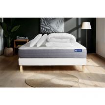Actisom - Pacchetto letto completo - Materasso 200x200cm + Box spring con doghe (kit) + 2 cuscini + Piumino - Actimemo Dream