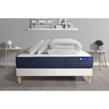 Actisom - Pacchetto letto completo - Materasso 180x200cm + Box spring con doghe (kit) + 2 cuscini + Piumino - Actimemo Life