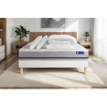 Pacchetto letto completo - Materasso 180x200cm + Box spring con doghe (kit) + 2 cuscini + Piumino - Actimemo Soft