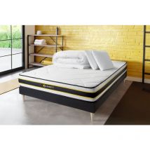 Pacchetto letto completo - Materasso 180x200cm + Box spring con doghe (kit) + 2 cuscini + Piumino - Flexy