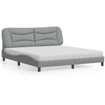 Letto con Materasso Grigio Chiaro180x200 cm Tessuto