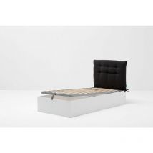Letto Contenitore Made In Italy Cangù hi-box Con Testiera Soffy Antracite Singolo 90X190 Bianco