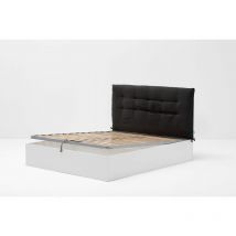 Letto Contenitore Made In Italy Cangù hi-box Con Testiera Soffy Antracite Matrimoniale 160X190 Bianco