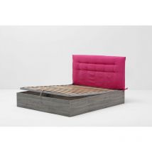 Letto Contenitore Made In Italy Cangù hi-box Con Testiera Soffy Fucsia Matrimoniale 160X190 Rovere Grigio