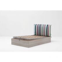 Letto Contenitore Made In Italy Cangù hi-box Con Testiera Soffy Rigo' Singolo Grande 120X190 Olmo Naturale