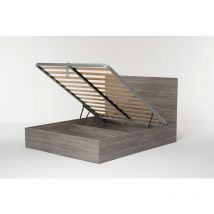 Letto Contenitore Made In Italy Cangù hi-box Matrimoniale 160X190 Rovere Grigio