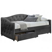 Letto Houston 879, Grigio, Singolo, 90x200, Arazzo, Reti a doghe, 98x216x95cm