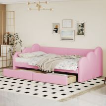 Redom - Letto imbottito 90200 cm, divano letto, letto multifunzionale con schienale e braccioli con 2 vani portaoggetti, tessuto in ecopelle, lettino