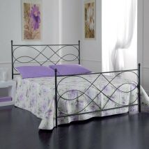 Letto in ferro matrimoniale con pediera sospiro Nero 166x208x h128 cm