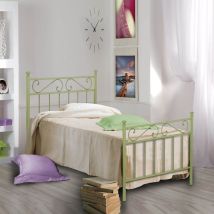Argonauta - Letto In Ferro Singolo Con Pediera Verde Tevere 92x208x H117 Cm