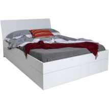 Letto Matrimoniale 160x200cm Contenitore E Cassetti Bianco Laccato Teide