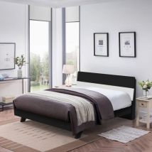 Llb Living Life Bed - Letto matrimoniale 160x200cm design in legno moderno testata doghe Landeck King Colore: Nero