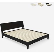 Letto matrimoniale 160x200cm design moderno in legno doghe testata Linz King Colore: Nero