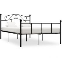 Letto Matrimoniale 160x200cm, Struttura Letto Giroletto Nero in Metallo Maison Chic 41106