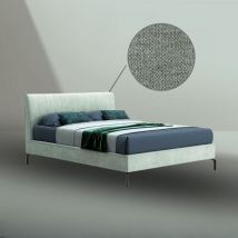 Toscohome - Letto matrimoniale con contenitore e testiera cuciture verticali colore verde marino - Aki