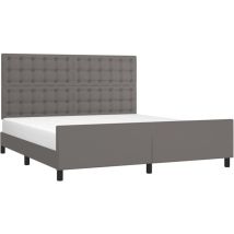 Jinlefu - Vidaxl Giroletto Con Testiera Grigio 180x200 Cm In Similpelle