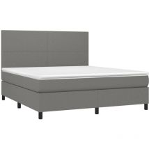 VidaXL Letto a Molle Materasso e led Grigio Scuro 160x200cm in Tessuto