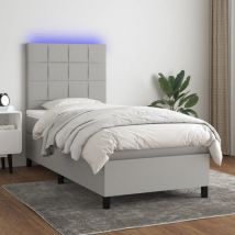 Furniture Limited - Letto a Molle Materasso e led Grigio Chiaro