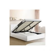 Letto matrimoniale austin con rete a doghe 160 x 200 cm pvc bianco