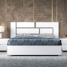 Letto matrimoniale bianco laccato lucido con contenitore l 181 e 218 cm - Athena l. 181 x p. 212 x h. 131