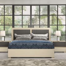 Letto matrimoniale beige laccato lucido L 173 e 213 cm - Alfa L. 213 x P. 212 x H. 128