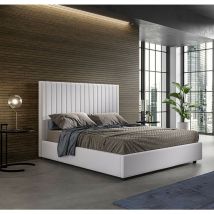 Letto matrimoniale ecopelle bianco con contenitore 160x190 cm - Rigos