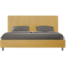 Letto Matrimoniale King size rivestito in Microfibra - AGUEDA - Tipologia Letto: Senza Rete - Colore: Ocra - Dimensione Rete: 180x210