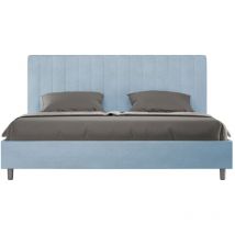 Letto Matrimoniale King size rivestito in Microfibra - agueda - Colore: Azzurro - Dimensione Rete: 200x200 - Tipologia Letto: Con Rete